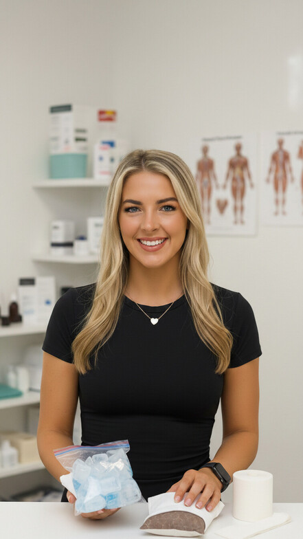 "Infographic explaining when to use heat vs. ice for musculoskeletal pain relief, provided by Dr. Courtney E. Dixon, Chiropractor in Miami